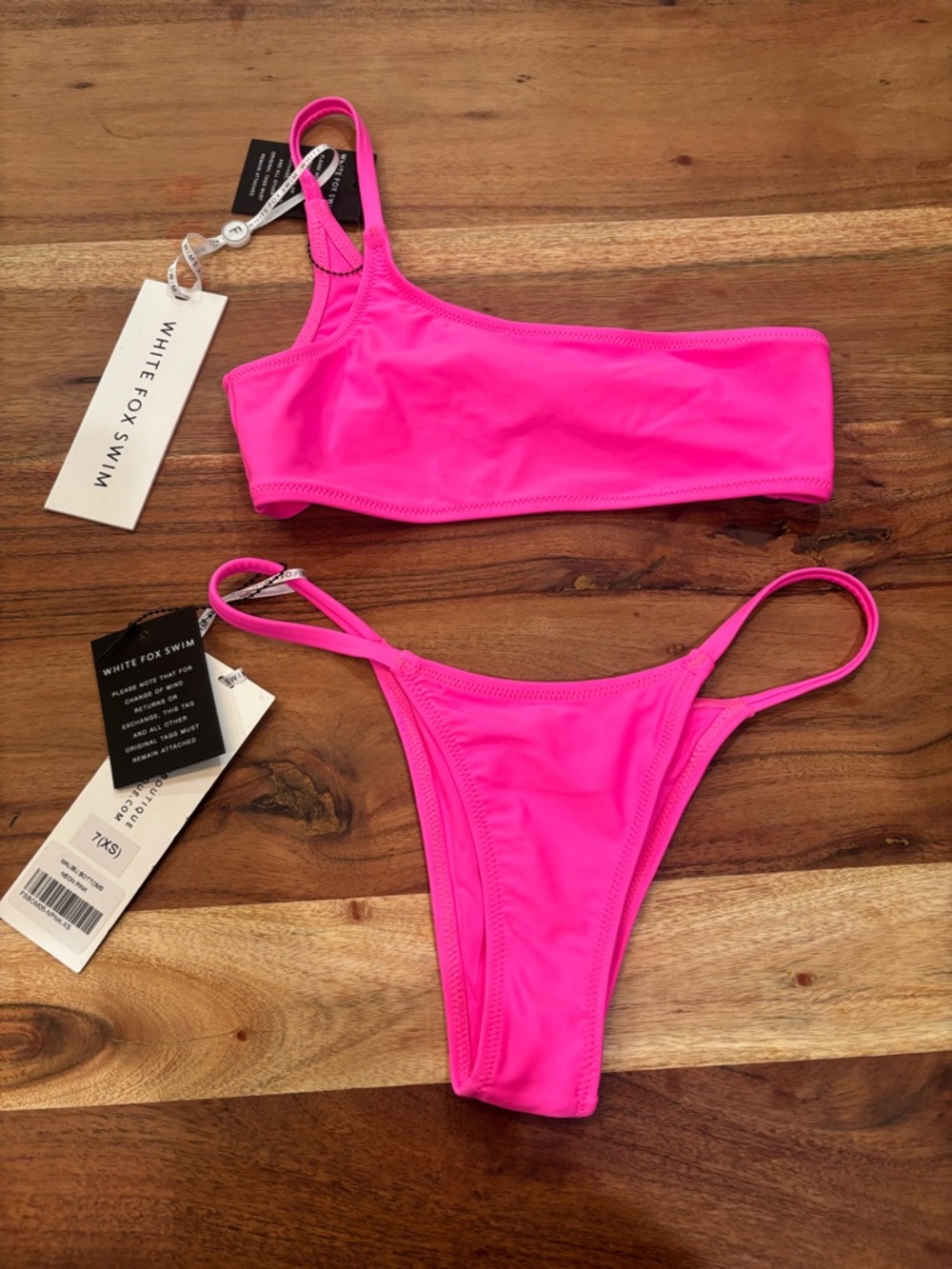 Hot Pink One-Shoulder Bikini Set White Fox Swim